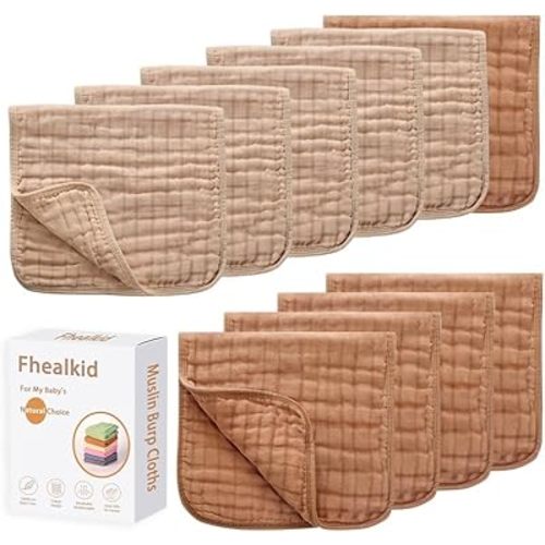 Muslin Burp Cloths Sets Newborn Baby Essentials Must Haves 100% Cotton 10 Pack 22" X 10",6-Layer Baby Bibs & Burp Cloths for Baby Drool and Messes - Soft, Safe & Gentle for Boys & Girls Multi