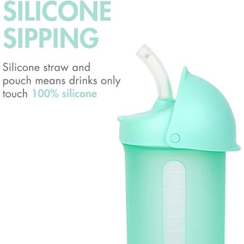 Boon Swig Insulated Silicone Straw Sippy Cup - Flip Top Spill Proof Toddler Straw Cups - Baby and Toddler Feeding Supplies - Baby Travel Essentials - 9 Oz - Mint