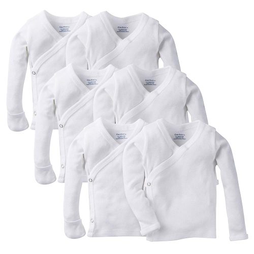 Amazon.com: Gerber Baby 6-Pack Long-Sleeve Side-Snap Mitten-Cuff Shirt, White, Newborn: Clothing, Shoes & Jewelry