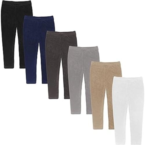 Boys Girls Toddler Little Kids Unisex 6 Pack Cotton Stretch Snug Fitting Long Pant Leggings