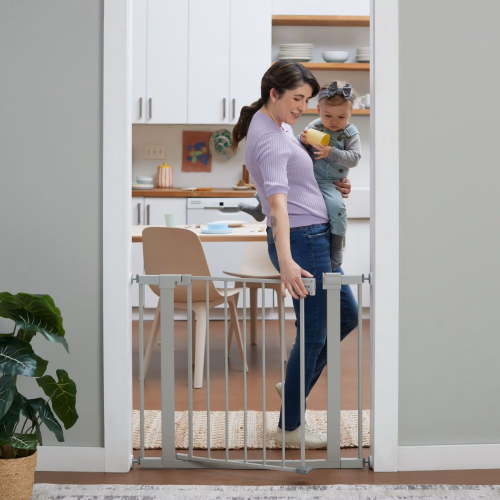 Safety 1st Pressure Mounted Baby Gates for Doorways, SecureTech® No-Drill, With Door, 29-38", Gray