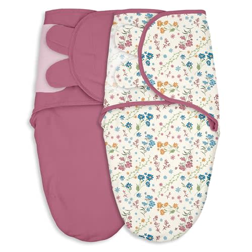 CIVARUA KIDS Baby Swaddles for Newborn Organic Cotton,Soft & Snug Newborn Velcro Swaddle 0-3 Months Sleep Sack Helps Calm Startle Reflex, 2-Pack Wrap Nursery Swaddling Blankets Country Floral