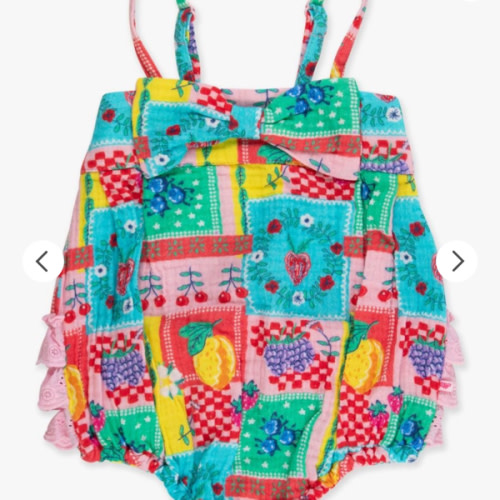 Cotton Gauze Bow Front Bubble Woven Romper