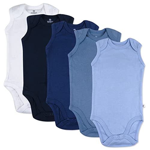 HonestBaby baby-boys Sleeveless Bodysuits One-piece 100% Organic Cotton for Baby Boys, Girls, Unisex