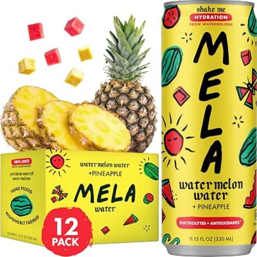 Mela Watermelon Water - Watermelon Juice, 100 Percent Natural Fruit Juice with Vitamin C, Electrolytes, Antioxidants - Coconut Water Alternative, Gluten-Free (Pineapple, 11.15 fl oz, 12-pack)