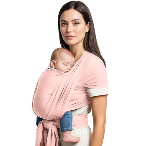 Yolay Baby Wrap Carrier Easy to Wear Soft Baby Carrier Sling Hands Free Adjustable Baby Carrier for Newborn to Toddler Upto 50 lbs, Pink