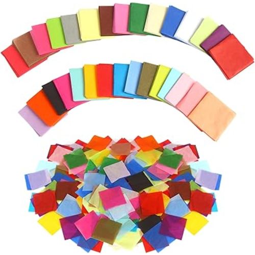 CCINEE 12000 Pcs 1 Inch Tissue Paper Squares, 30 Assorted Colors Art Rainbow Tissue Paper Multicolor Tissue Mosaic Squares for Arts Craft Classroom DIY Project Scrapbooking Party Supply