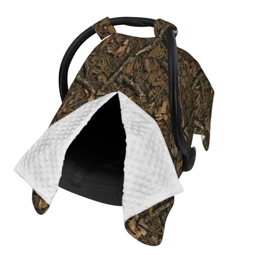 Camo Baby Car Seat Canopy Cover for Infants & Toddlers, Opening with Adjustable Strap, Nursing Cover & Stroller Blanket, Hunting Theme Camo Baby Stuff