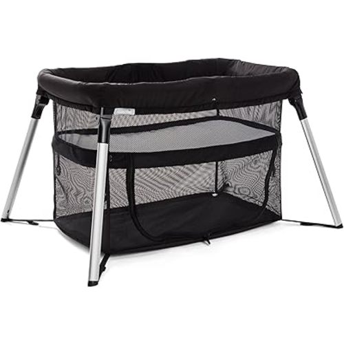 Munchkin Ultra-Lite 3-in-1 Playard, Travel Crib and Bassinet for Newborn Babies Up to 24 Months - Lightweight, No Tool Assembly, Mattress Plus Cover Included, Black