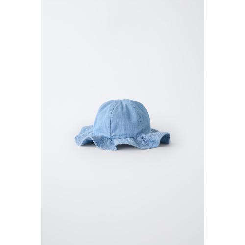 EMBROIDERED DENIM HAT - Mid-blue | ZARA United States