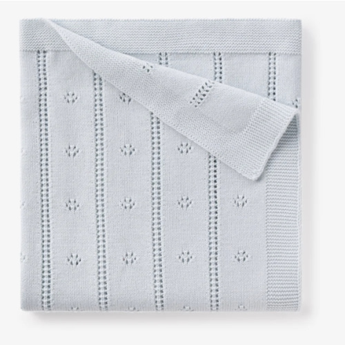 Pale Blue Pointelle Knit Baby Blanket – Elegant Baby