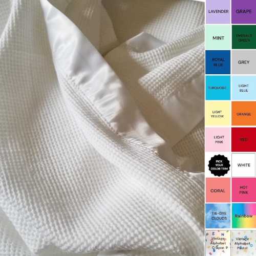 100% COTTON SATIN TRIM Handmade blanket, Baby Toddler, Lovey, Stroller Blanket,Comfort Blanket, Vintage inspired, sensory pocket design