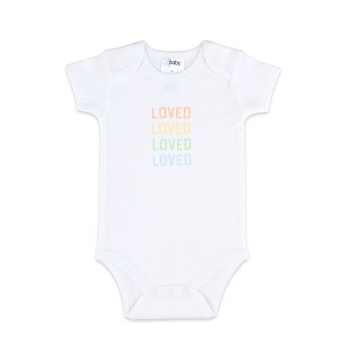 4Baby Slogan Bodysuit Short Sleeve Loved White