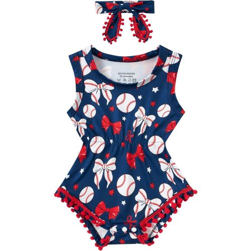 BFUSTYLE Baby Girl Clothes 0-24 Months Outfit Sleeveless Infant Romper | Cute Round Neck One Piece Bodysuit with Headband for Daily,Birthday,Party,Vacation
