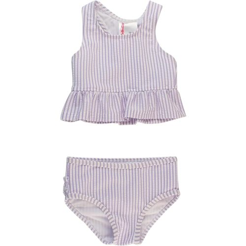 RuffleButts Girls UPF50+ Sun Protection One Shoulder Ruffle Tankini Two Piece Swimsuit