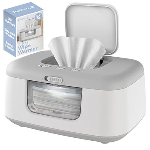 Jool Baby TinyBums Wipe Warmer & Dispenser with Nightlight – On/Off Switch, Large Capacity (Gray)
