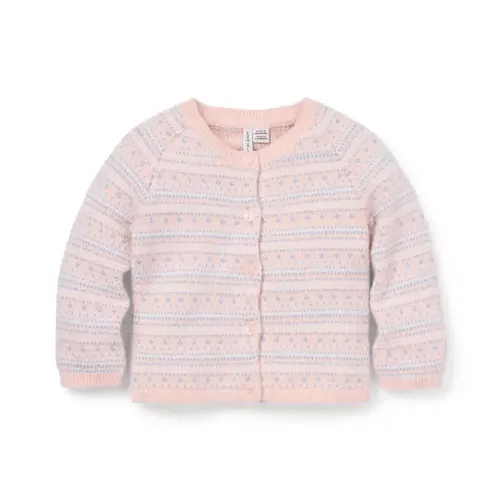 Pale Rose Fair Isle Baby Fair Isle Cardigan by Janie and Jack