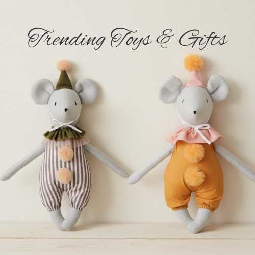 Stuffed Animal Mouse Nursery Decor Premium Fabric plush toddler Toy Baby Gift First Birthday Party Hat Decoration kids Bedroom vintage look