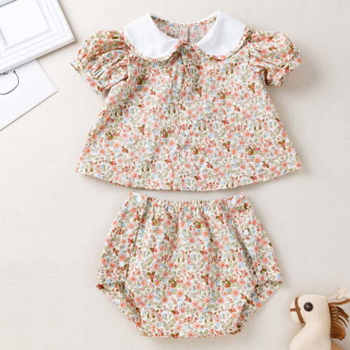 Supvox 1 Set Infant Girl Summer Clothes Comfortable Short Sleeve Outfits Assorted Color for Photo Taking