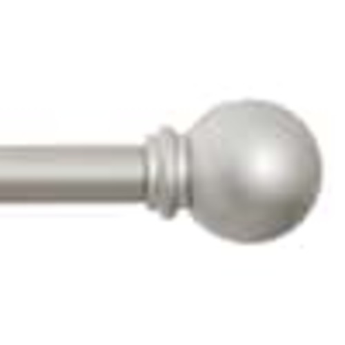 Kenney Chelsea 28 in. - 48 in. Adjustable Single Curtain Rod 5/8 in. Diameter in Brushed Nickel with Ball Finials KN71608V1