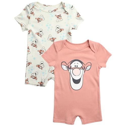 Disney Baby Boys Romper - 2 Pack Short Sleeve Baby Jumpsuit with Snap Closure - Cozy Baby Bodysuit for Boys (Newborn/Infant)