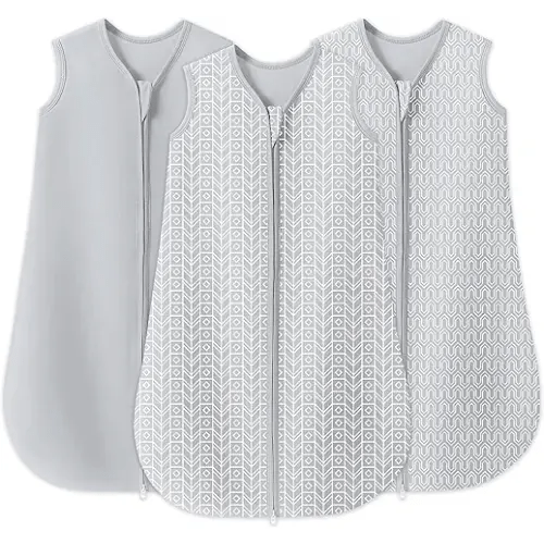 SWEET DOLPHIN 3 Pack Baby Sleep Sack - 100% Cotton 2-Way Zipper TOG 0.5 Infant Wearable Blanket, Newborn Essentials