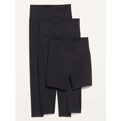 Maternity Full Panel Leggings, Capris & Biker Shorts 3-Pack
