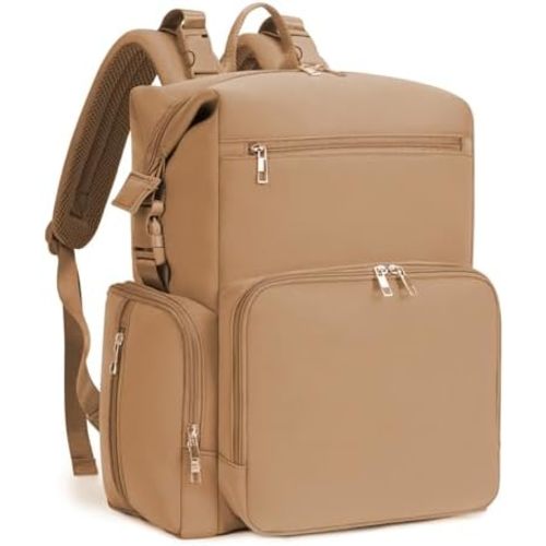 Neoprene Diaper bag Backpack Waterproof Baby Changing Bags for Mom and Dad with Changing Pad Large Travel Maternity Tote with Insulated Pockets and Organised Compartments (Oat)