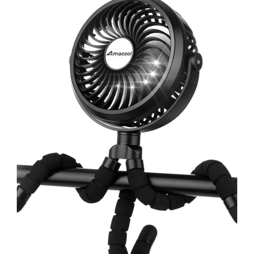 AMACOOL Battery Operated Stroller Fan, Portable Clip On Fan Rechargeable | Baby Travel Essentials for Beach Disney, Newborn Boy & Girl Gifts Registry Search, Cooling for Car Seat Wagon Crib Treadmill