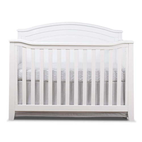 Sorelle Furniture Berkley 4-in-1 Baby Wood Bed, Round Top Panel Crib, White - 55 x 30 x 44 in.