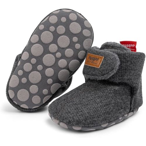 KIDSUN Infant Baby Boy Girl Cozy Fleece Bootie Newborn Stay On Slipper Winter Warm Gripper Non-Slip Crib Shoes