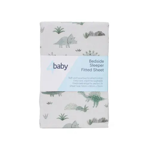 4baby Flannel Bedside Sleeper Fitted Sheet Dino | Baby Bunting AU