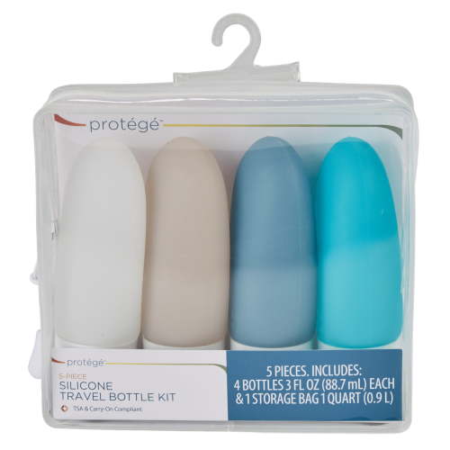 Protege Silicone Travel Bottles Set with EVA Bag - 4 Pack