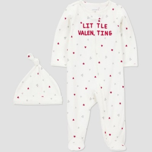 Carter's Just One You® Baby Boys' Little Valentine Sleep N' Play with Hat - White 6M