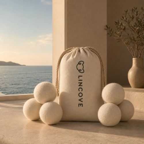 Lincove 100% Organic Wool Dryer Balls – Natural Fabric Softener, Reduces Drying Time & Static, Reusable, 1,000+ Loads – 6 Pack