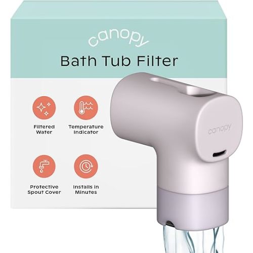 Canopy Baby Bath Tub Filter – Gentler Water Filtration for Delicate Skin | Reduces Chlorine & Irritants | BPA-Free Silicone Spout Cover | Easy Tool-Free Install | Activated Carbon Filtration