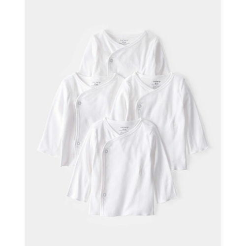 Baby 4-Pack Long-Sleeve Side-Snap Tees - White | Carter's