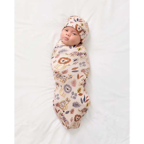 Savanna Friends Swaddle & Beanie Set | Little Sleepies