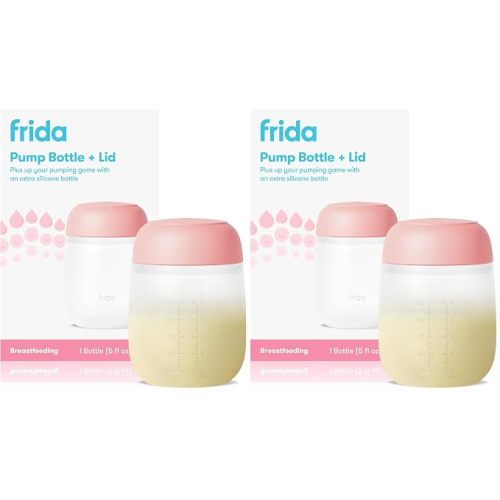 Frida Mom 2-in-1 Breast Pump: Manual Hand Pump & Hands-Free Automatic Suction Cup, Dual-Mode, Wireless Milk Collector, Ergonomic Handle, SoftFeel Flange for Breastfeeding