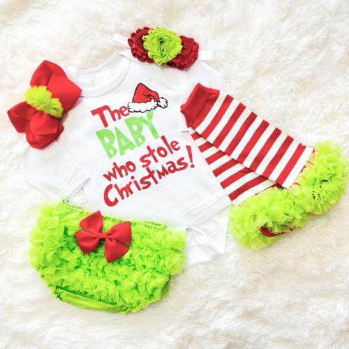 The baby who stole Christmas girls outfit -  baby girl Christmas outfit - my first Christmas girls outfit - my 1st Christmas girls outfit