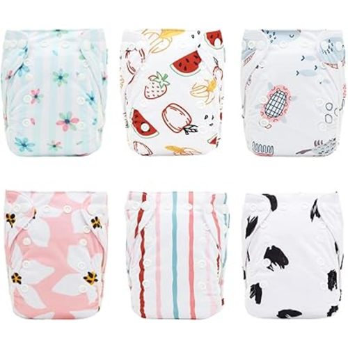 ALVABABY Newborn Cloth Diapers for Less Than 12 Pounds Boys Girls Reusable Adjustable Cloth Diaper Nappy 6 Pakcs Pocket with 12 Inserts 6SVB117-CA