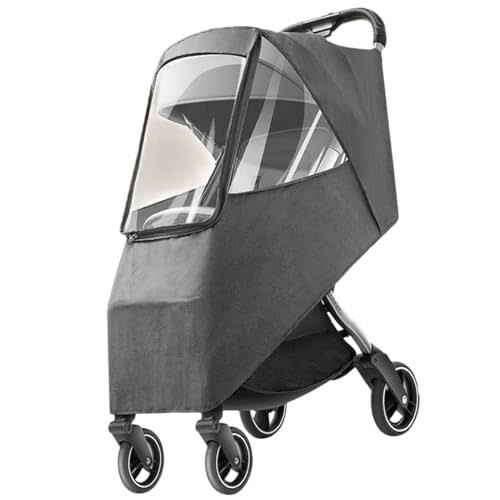 Universal Stroller Rain Cover - Windproof, Coldproof - Breathable Material, Ventilation Holes for Unrestricted Airflow (Linen Gray)