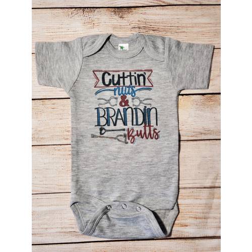 baby cow shirt - baby clothes - cowboy clothes -  baby rancher - cows - cowkid - country baby - branding - cuttin' nuts brandin' butts