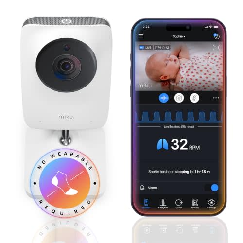 Miku AI Baby Monitor with App and Camera, Live Sleep Data, No Wearable