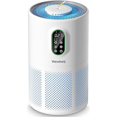 Air Purifiers for Home Large Room up to 1650 ft², WESTHEY H13 True HEPA Air Purifier for Bedroom with Night Light, Air Quality Monitor, Fragrance Sponge, Air Cleaner for Wildfire Smoke Dander Dust