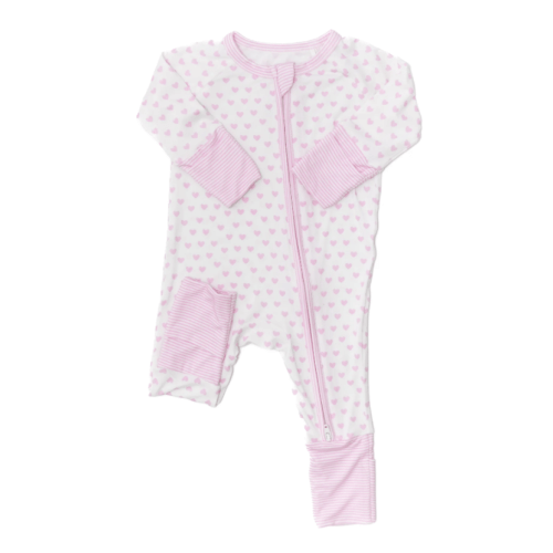 Hearts & Stripes Sleep Romper - Pink