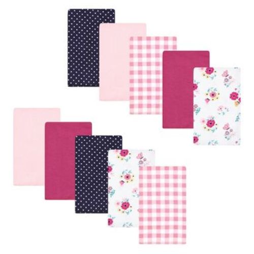Luvable Friends Hudson Baby Flannel Burp Cloths 10pk, Pink Butterfly Meadow