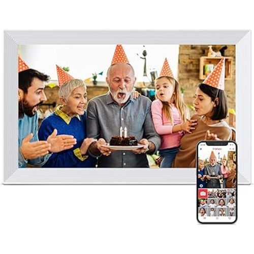 Digital Picture Frame WiFi, 15.6 Inch Frameo Digital Photo Frame, 32GB Memory, 1920*1080 IPS HD Touch Screen, Auto-Rotate, Share Pictures Video Instantly, Gift for Mom, Wedding, Birthday, Anniversary