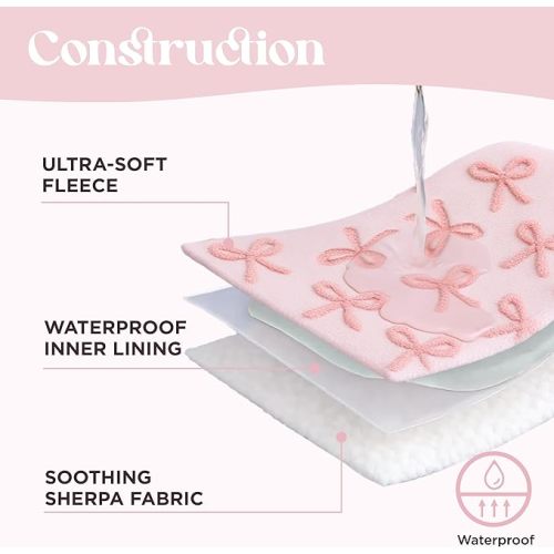 LE SURE Waterproof Blanket Washable Double Sided with Warm Jacquard Shag and Soft Sherpa Fleece, Bow Design,Pink Taffy