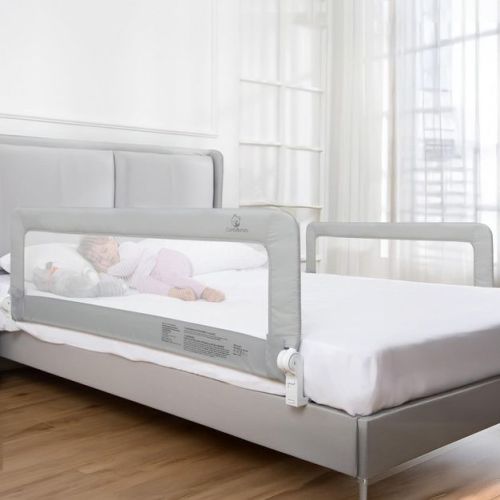 ComfyBumpy Toddler Bed Rail 2 Pack Guard - Kids Safety Rail, Gray, Long 55.5" x 19.5"Pack of 2
